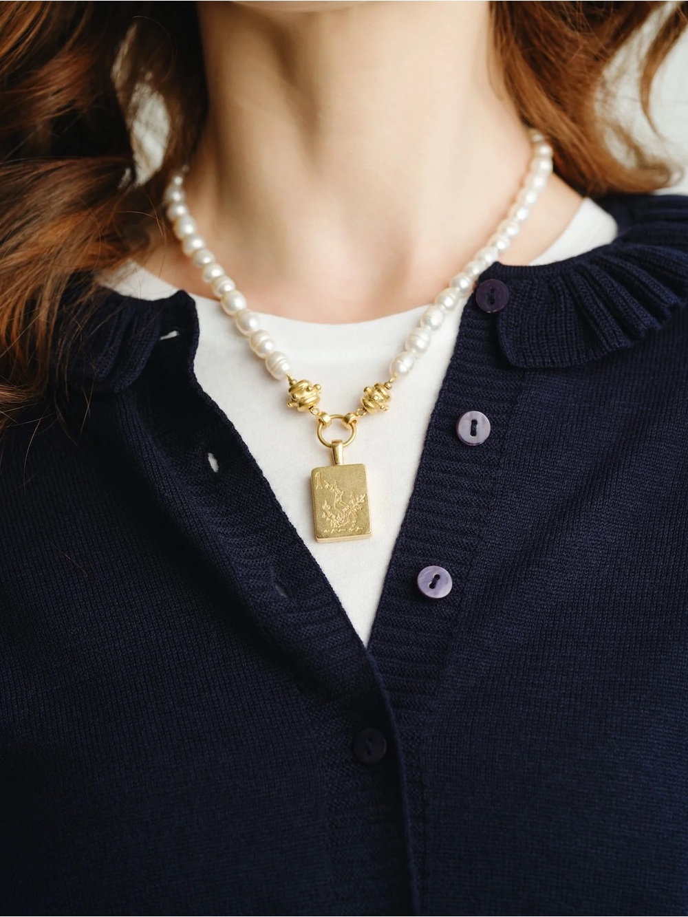 Gold-Plated Pendant Freshwater Pearl Necklace Bird Bam - Picture 2 of 3